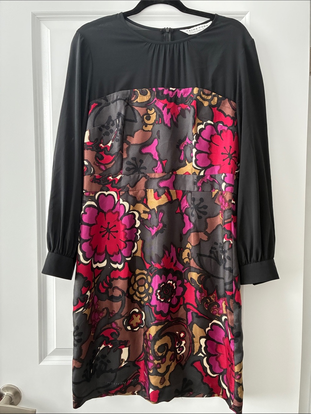 Trina Turk Size 12 100% Silk Patterned Illusion Fooler Dress